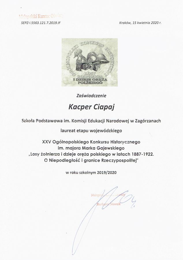 Kacper laureat