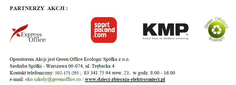 Akcja ekologiczna "Wszystkie dzieci zbierają elektrośmieci"